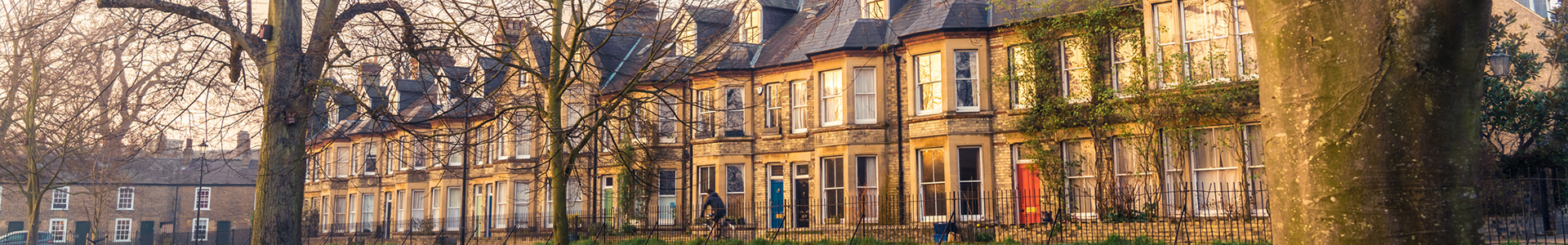 Row of terrace houses in the winter
