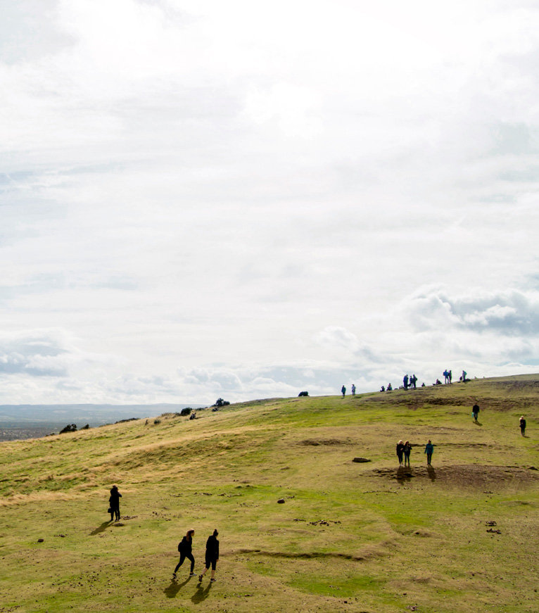 People walking a popular countryside spot