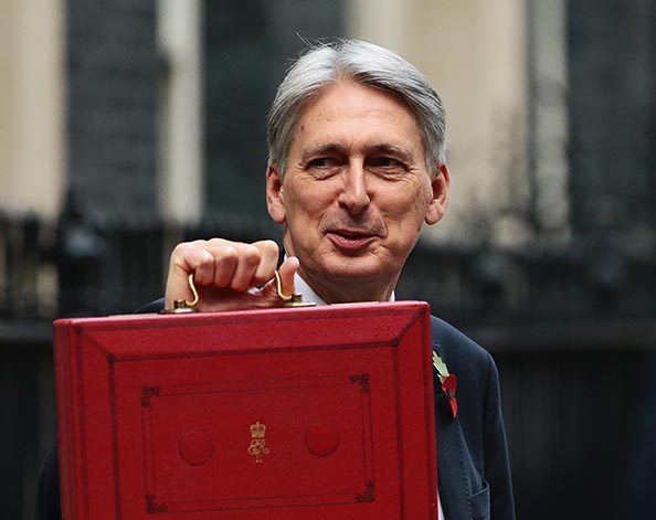 Chancellor of the Exchequer, Philip Hammond, presents the red Budget Box as he departs 11 Downing Street to deliver his 2018 budget announcement to Parliament on October 29, 2018 in London, England. The Chancellor's budget speech is the last before the official Brexit date next year of March 29, 2019