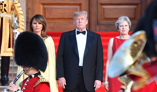 Melania Trump, President Donald Trump and Prime Minister Theresa May